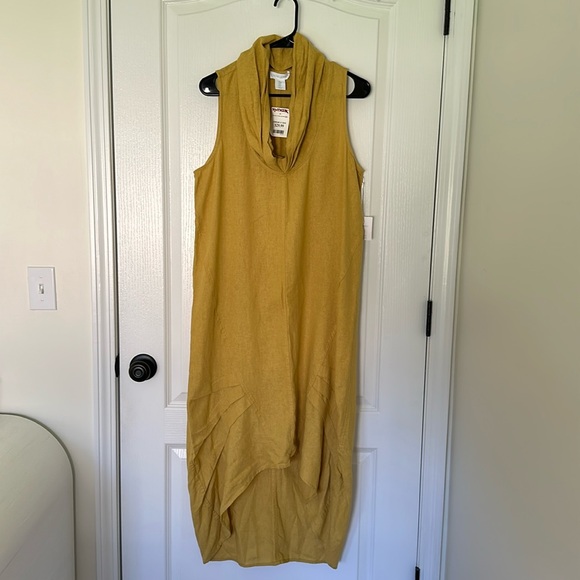 dye linen dress Ice Dye Cowl Neck Sleeveless Linen Dress